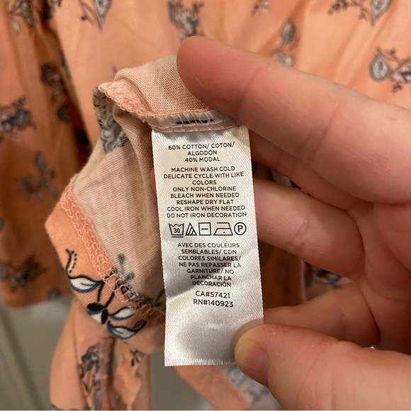 LOFT Outlet Pink Peach Floral Printed Peplum Knit Top Size XL - Picture 6 of 6